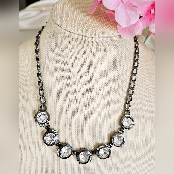 NEW Silpada Glamour Swarovski Crystal Hematite Necklace - Picture 1 of 5